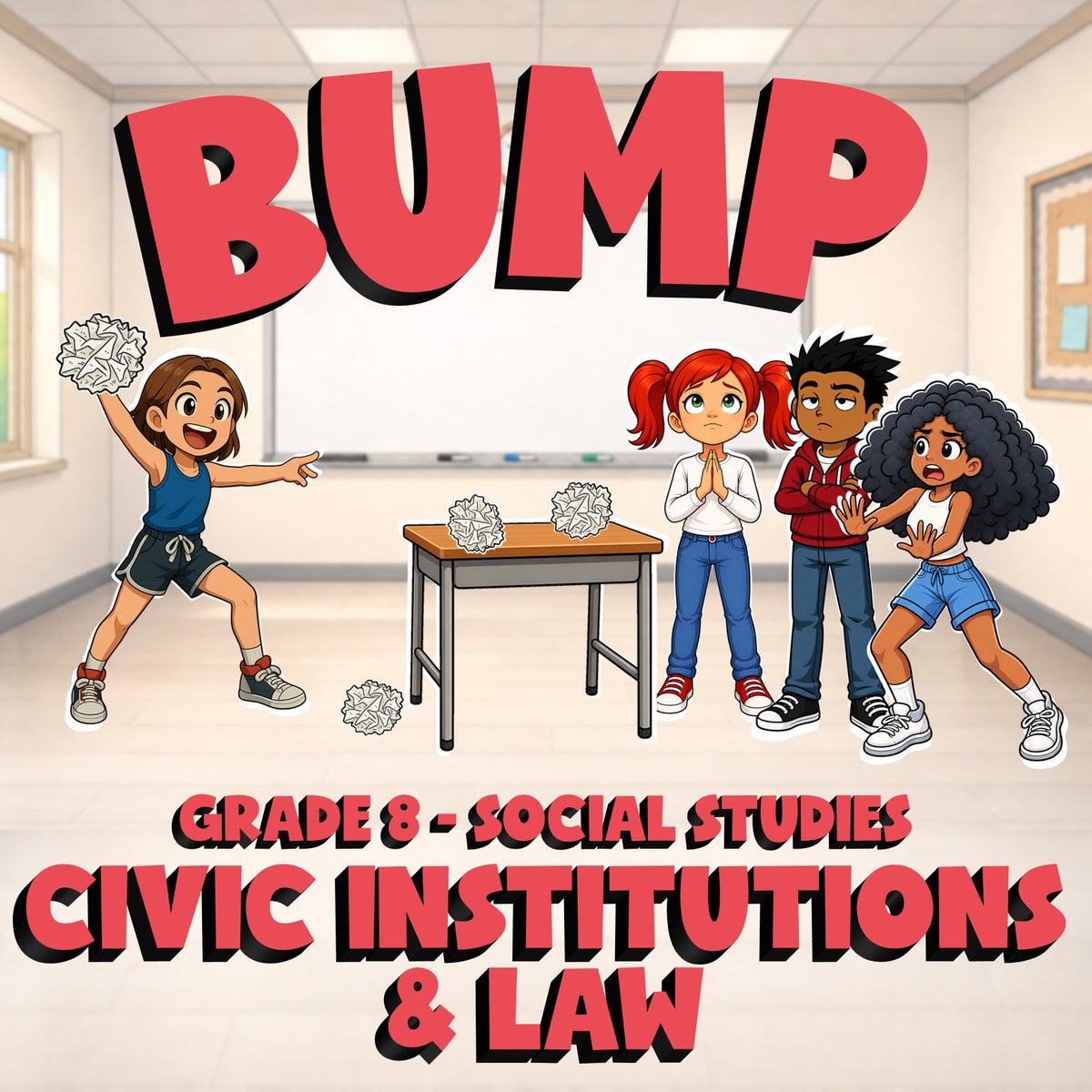 Civic Institutions & Law BUMP Socials Game - No Prep Grade 8 Review Activity