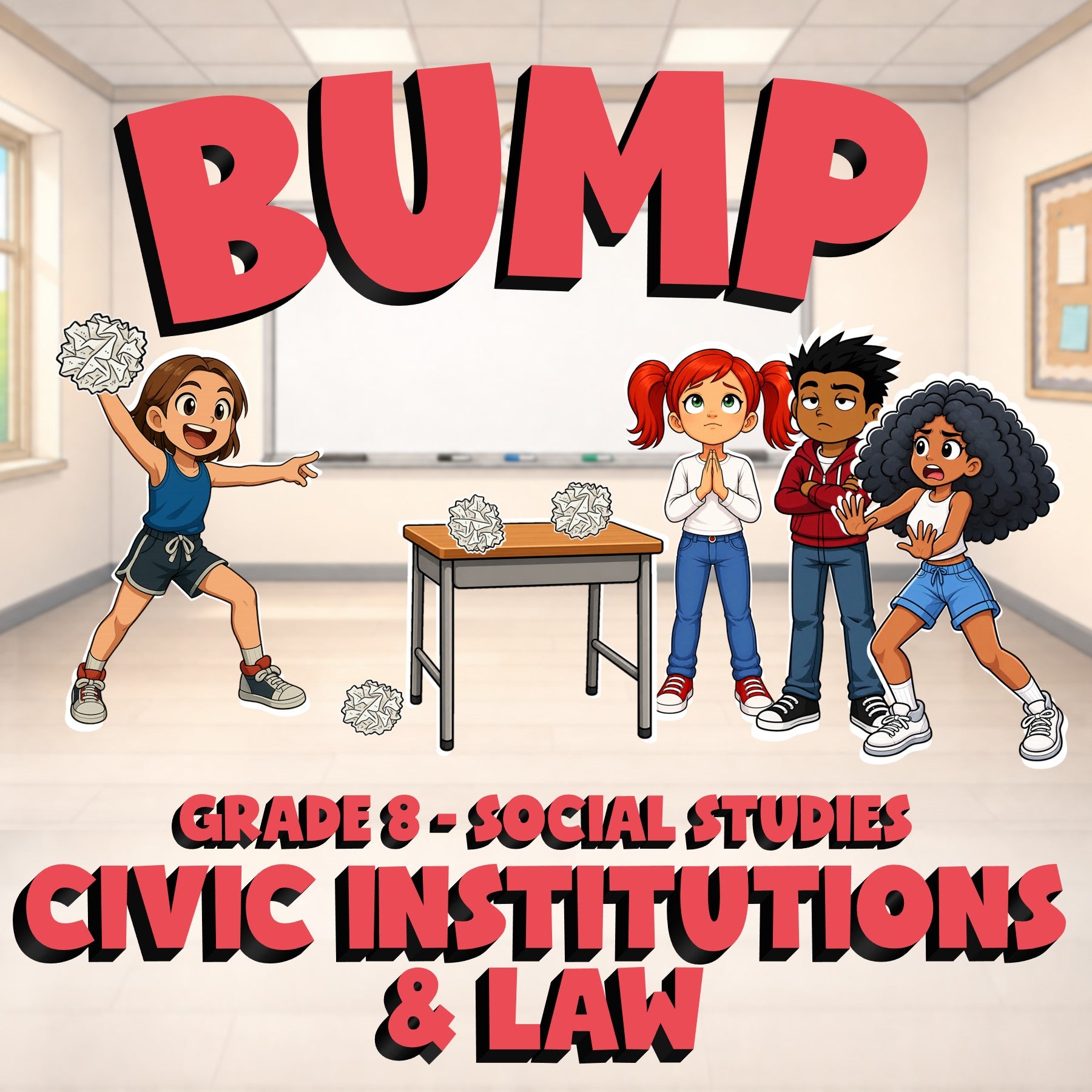 Civic Institutions & Law BUMP Socials Game - No Prep Grade 8 Review Activity