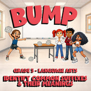 Identify Common Suffixes & Their Meanings BUMP ELA Game - No Prep Grade 5 Review