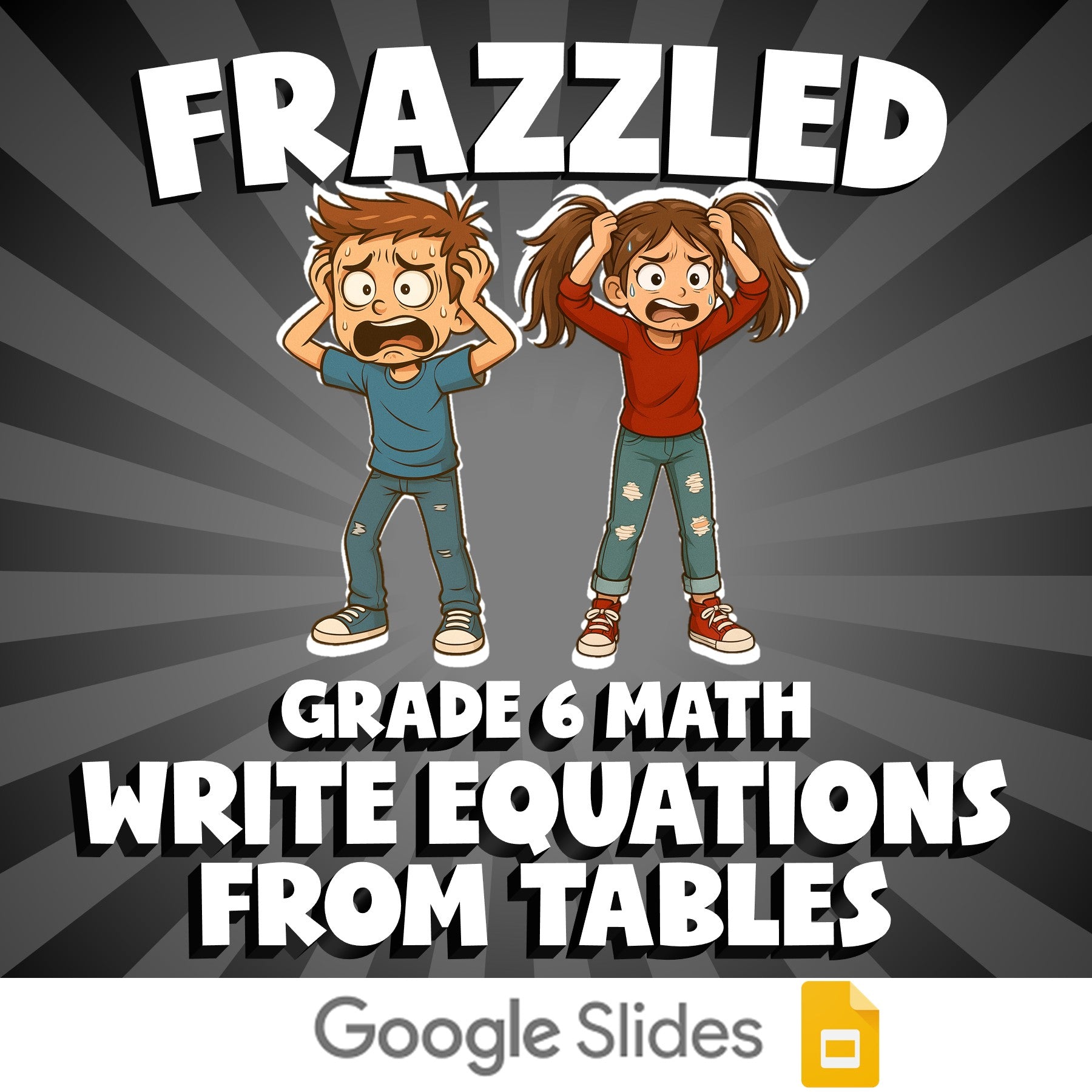 Write Equations from Tables FRAZZLED Math Game - No Prep Grade 6 Review Activity