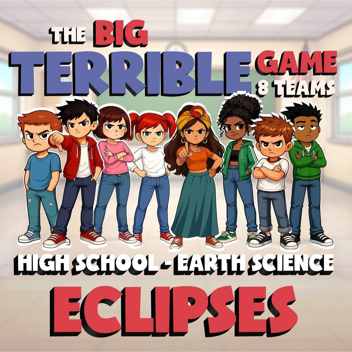 Eclipses BIG TERRIBLE GAME - No Prep Earth Science Review Activity
