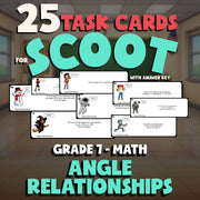 Angle Relationships SCOOT TASK CARDS Math Game - No Prep Grade 7 Review Activity