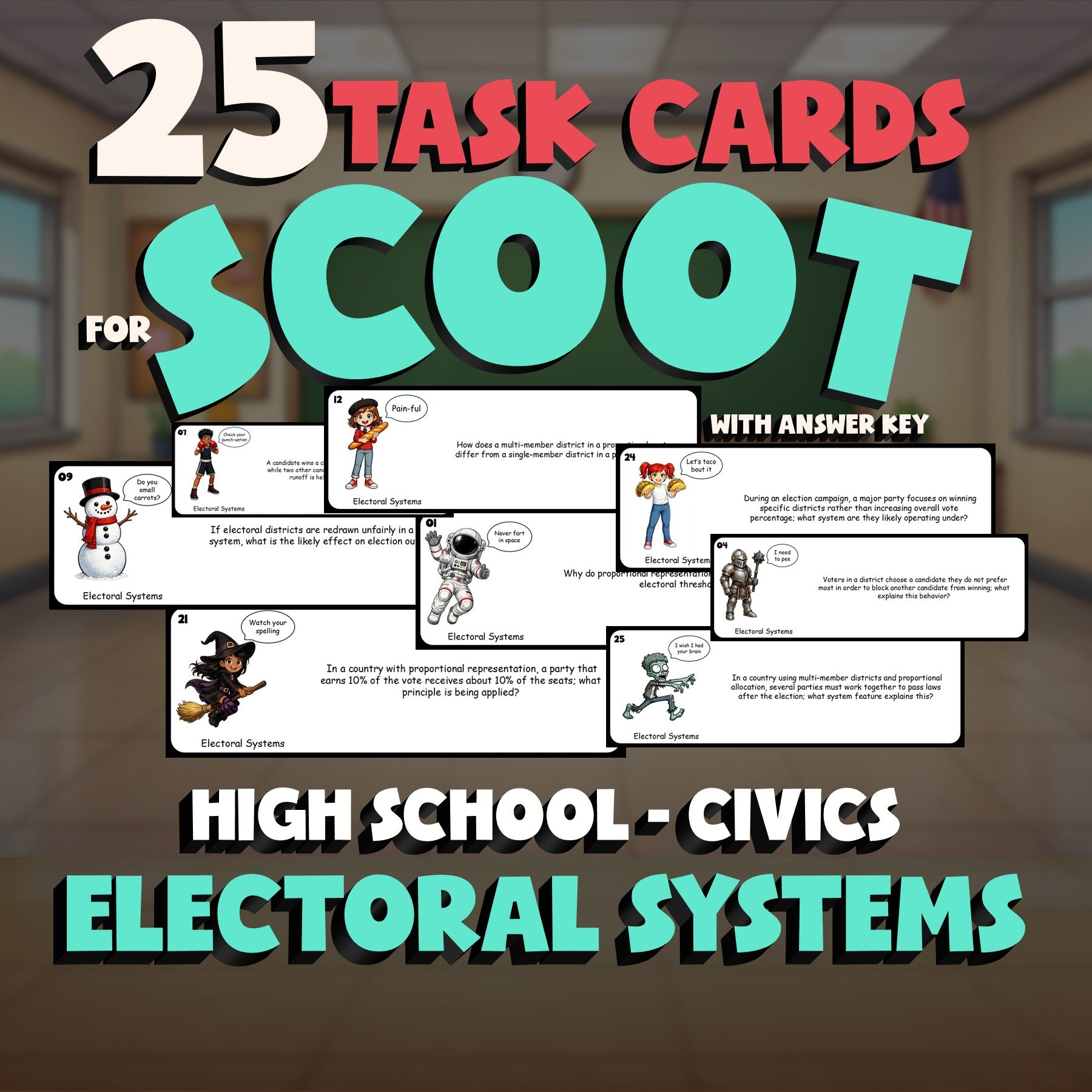 Electoral Systems SCOOT TASK CARDS Civics Game - No Prep Review Activity