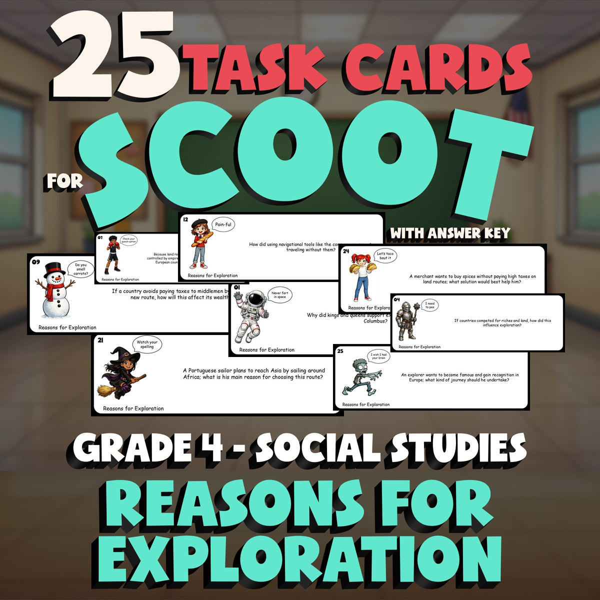 Reasons for Exploration SCOOT TASK CARDS Socials Game - No Prep Grade 4 Review