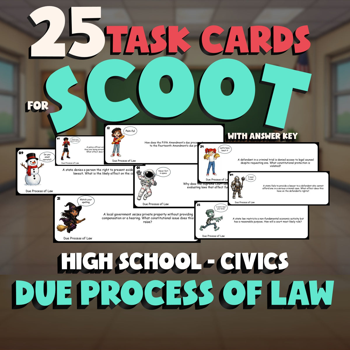 Due Process of Law SCOOT TASK CARDS Civics Game - No Prep Review Activity