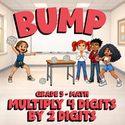 Multiply 4 Digits by 2 Digits BUMP Math Game - No Prep Grade 5 Review Activity