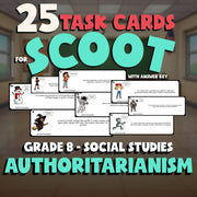 Authoritarianism SCOOT TASK CARDS Socials Game - No Prep Grade 8 Review Activity