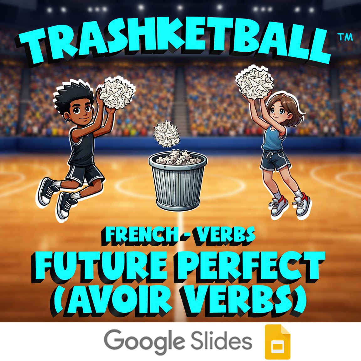 Future perfect (avoir Verbs) TRASHKETBALL French Game - No Prep Exercise