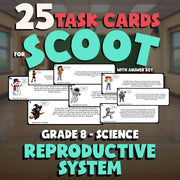 Reproductive System SCOOT TASK CARDS Science Game - No Prep Grade 8 Review