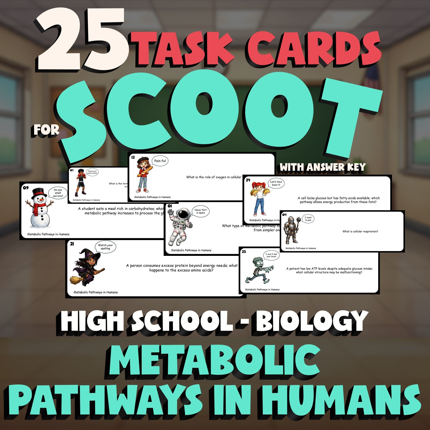 Metabolic Pathways in Humans SCOOT TASK CARDS Science Game - No Prep Biology