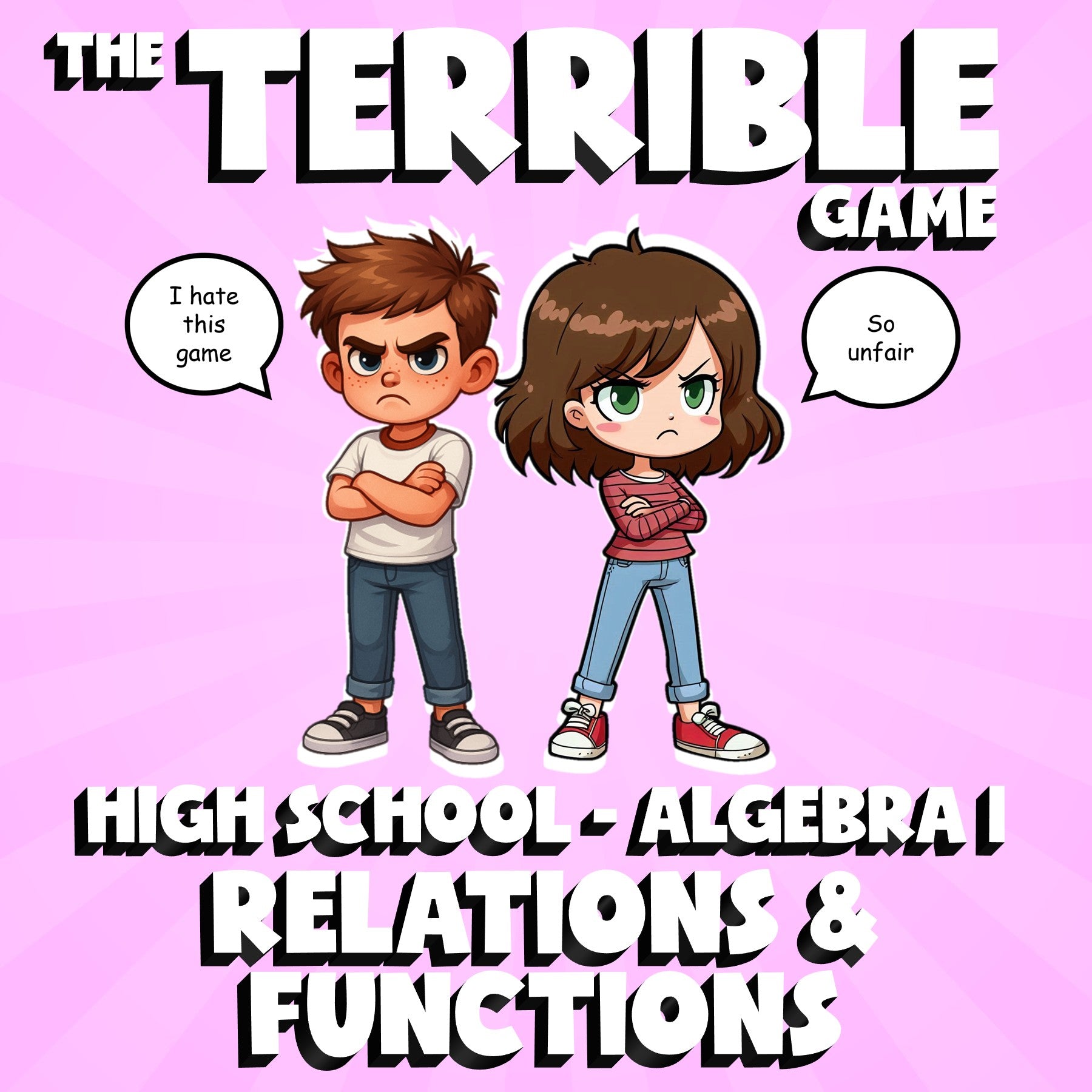 Relations & Functions THE TERRIBLE GAME - No Prep Algebra 1 Math Review Activity