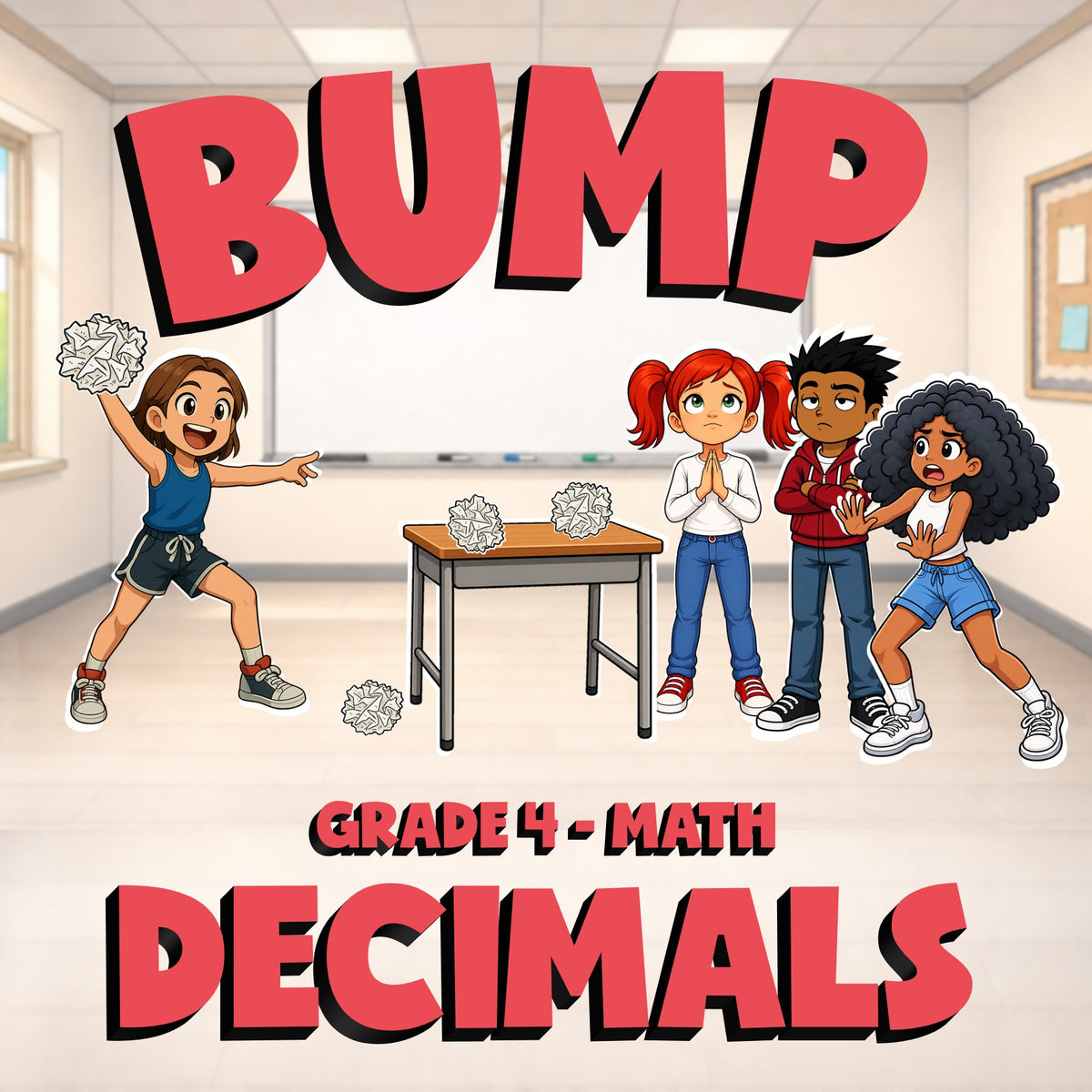 Decimals BUMP Math Game - No Prep Grade 4 Review Activity