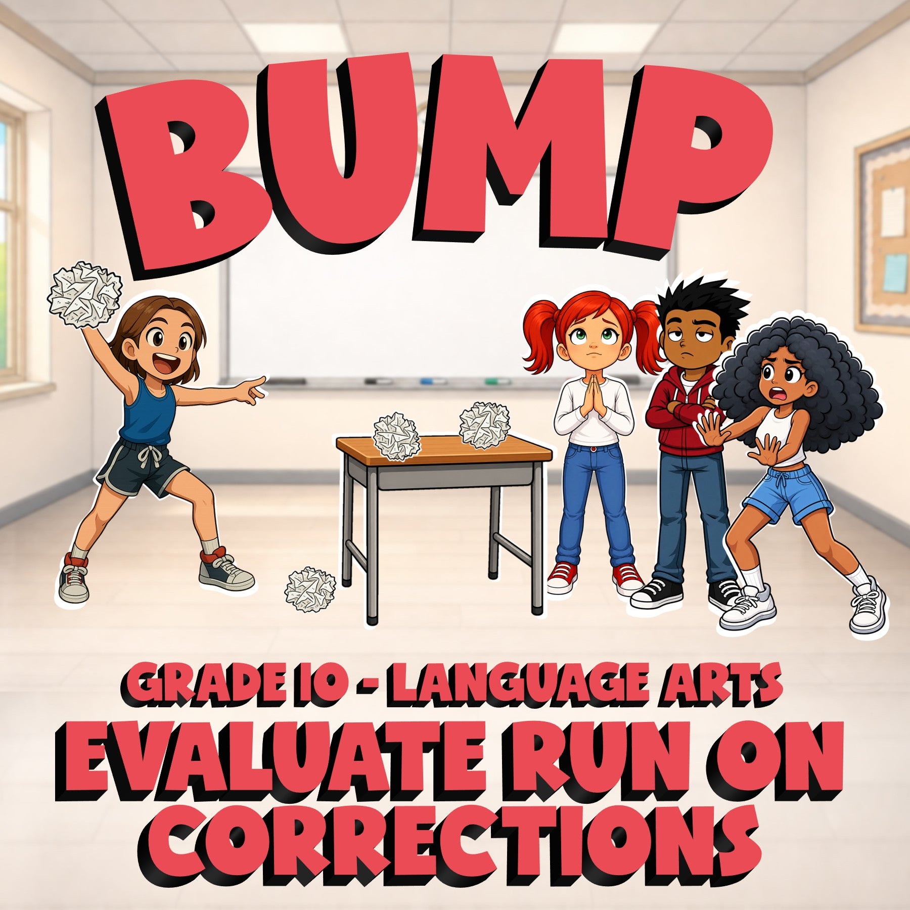 Evaluate Run On Corrections BUMP ELA Game - No Prep Grade 10 Review Activity