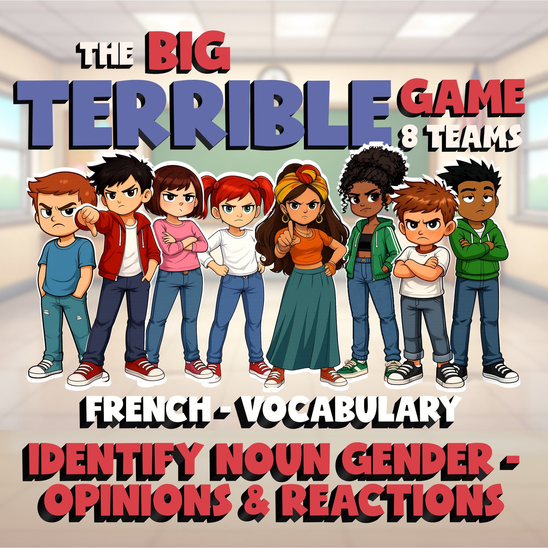 Identify Noun Gender - Opinions & Reactions BIG TERRIBLE GAME - French Exercise