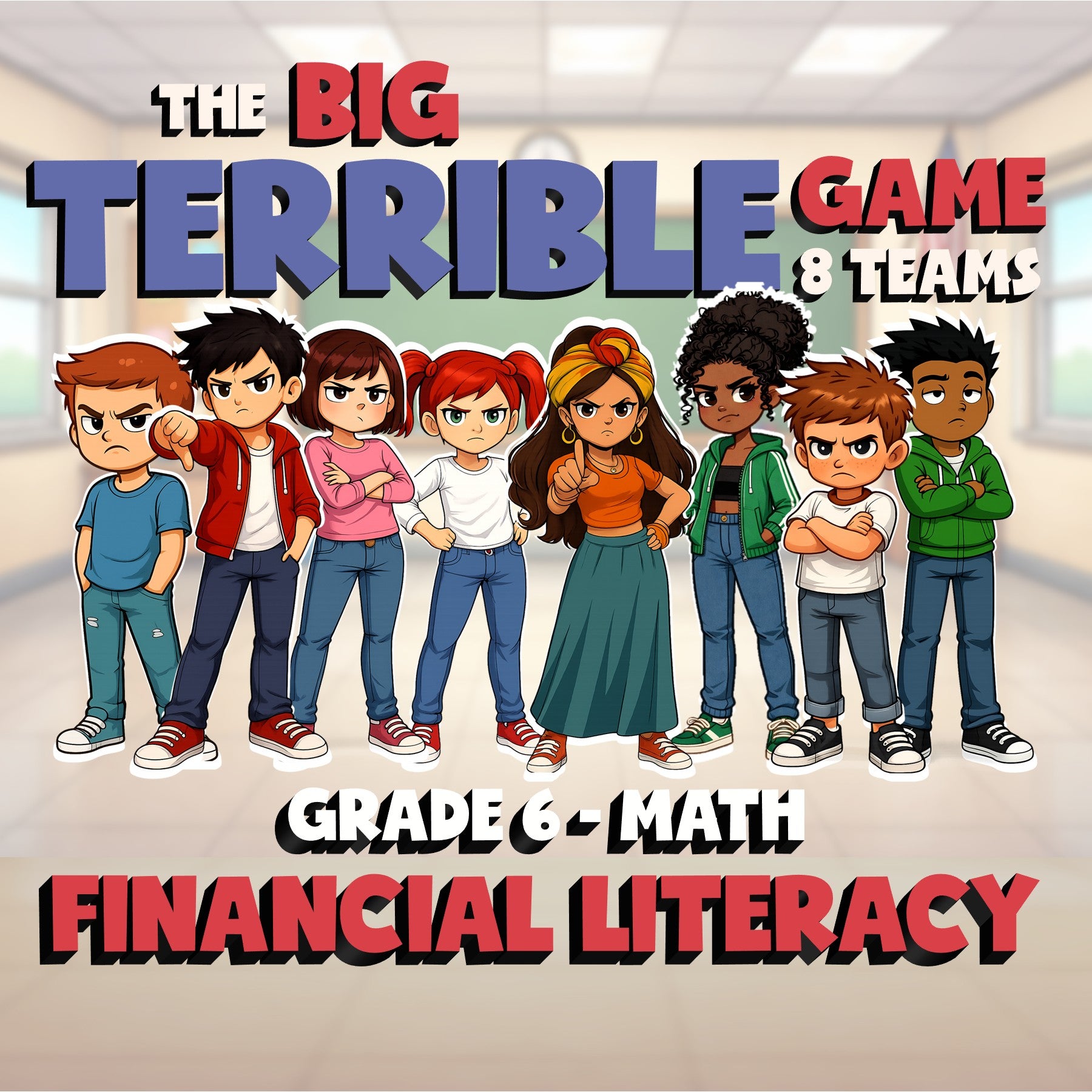 Financial Literacy BIG TERRIBLE GAME - No Prep Grade 6 Math Review Activity