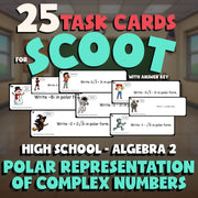 Polar Representation of Complex Numbers SCOOT TASK CARDS Math Game - Algebra 2