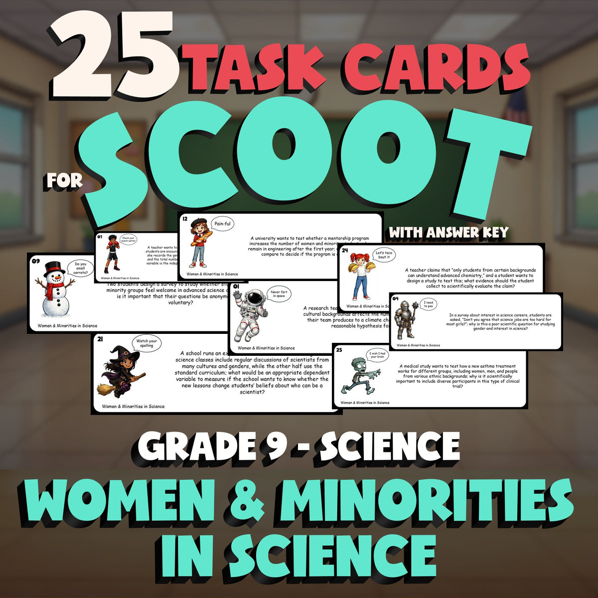 Women & Minorities in Science SCOOT TASK CARDS Science Game - No Prep Grade 9