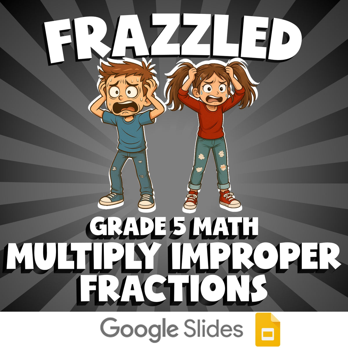 Multiply Improper Fractions FRAZZLED Math Game - No Prep Grade 5 Review Activity