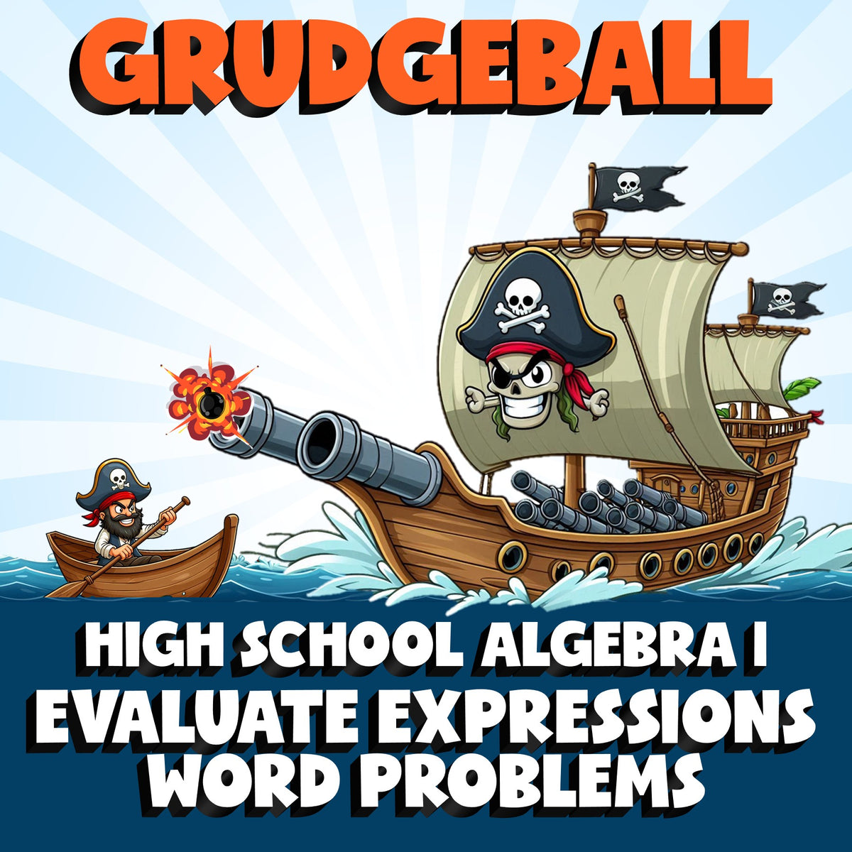 Evaluate Expressions Word Problems GRUDGEBALL Math Game - No Prep Algebra 1