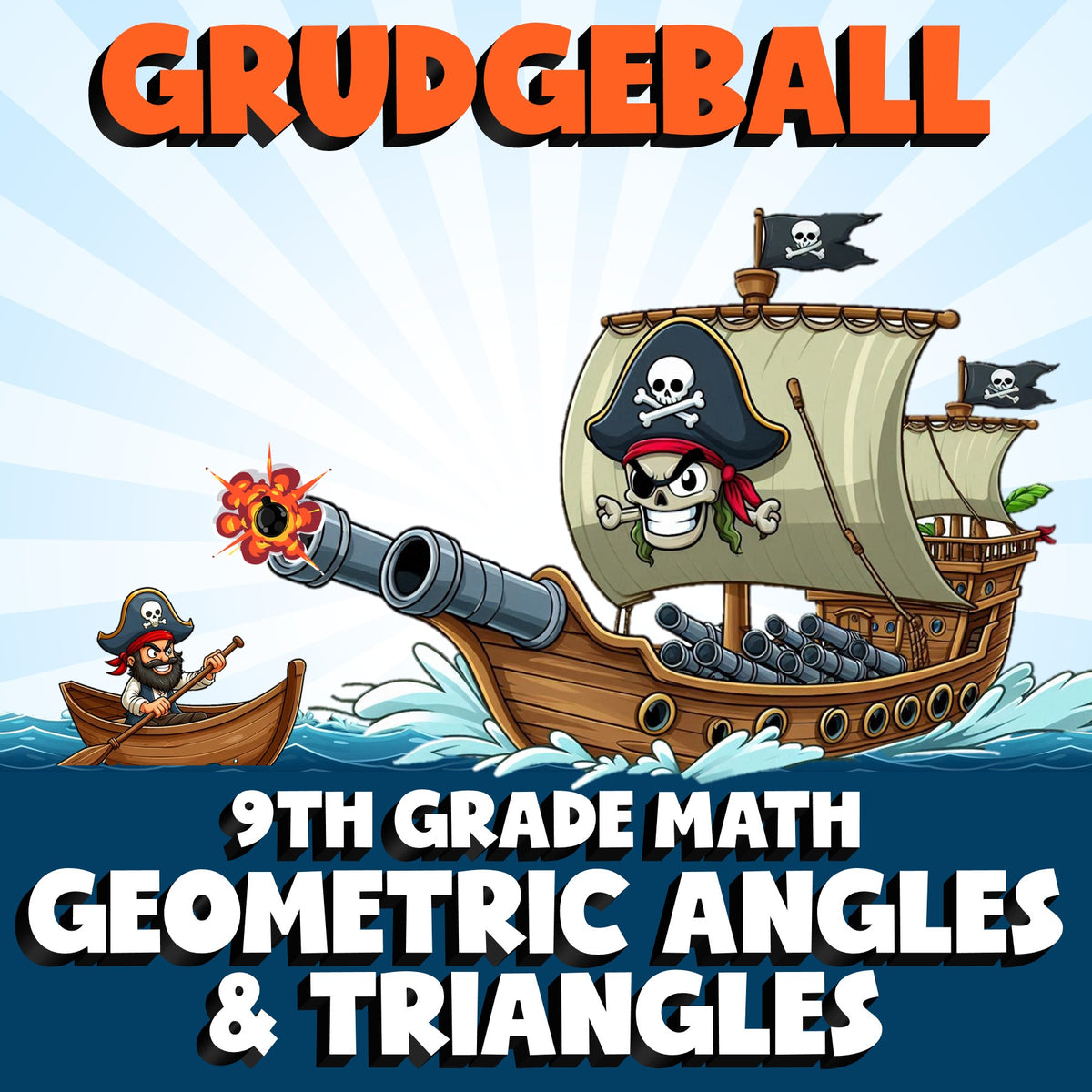Geometric Angles & Triangles GRUDGEBALL Math Game - No Prep Grade 9 Review