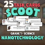 Nanotechnology SCOOT TASK CARDS Science Game - No Prep Grade 7 Review Activity