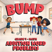Addition Word Problems BUMP Math Game - No Prep Grade 4 Review Activity