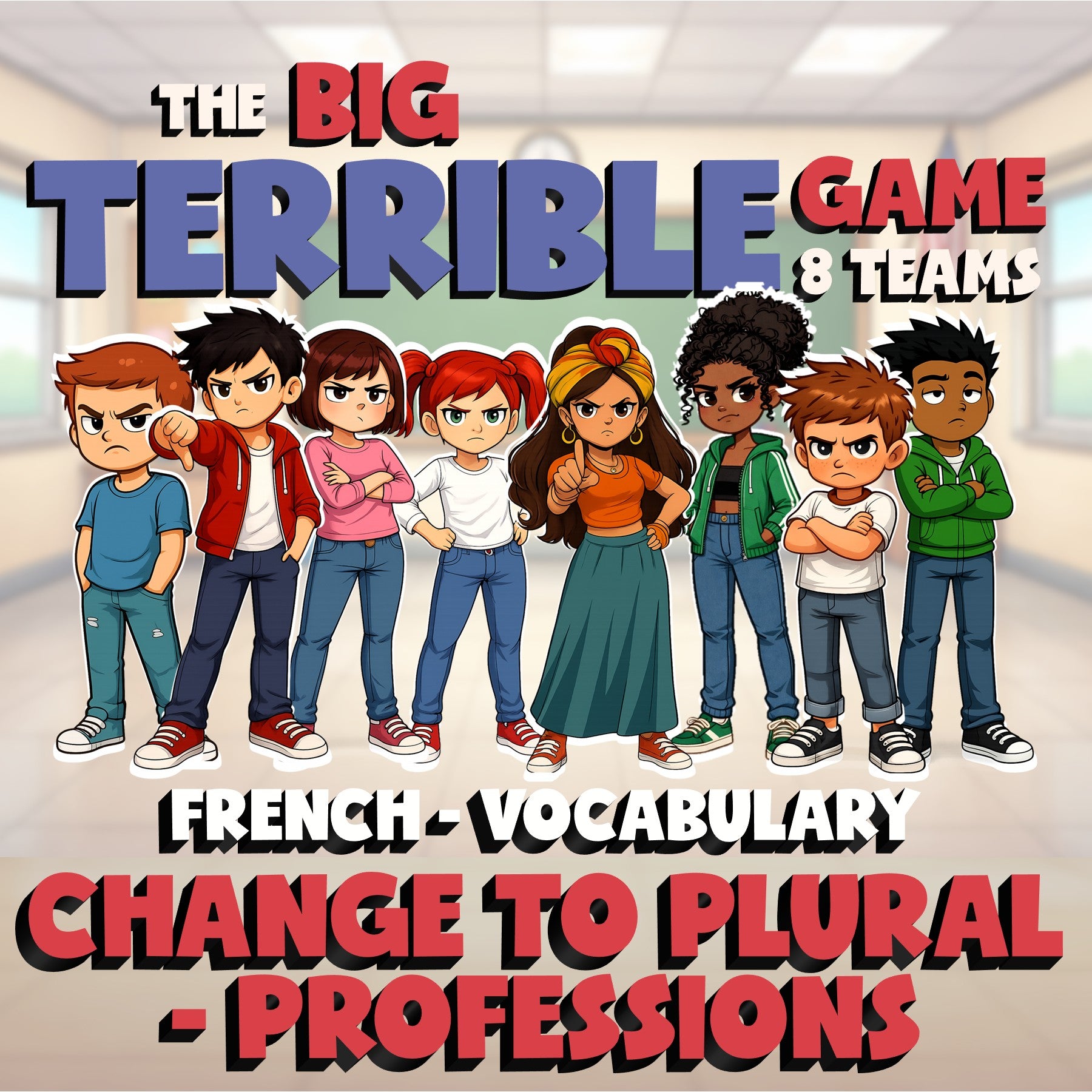 Change to Plural - Professions BIG TERRIBLE GAME - No Prep French Exercise