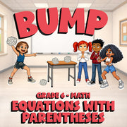 Equations with Parentheses BUMP Math Game - No Prep Grade 6 Review Activity