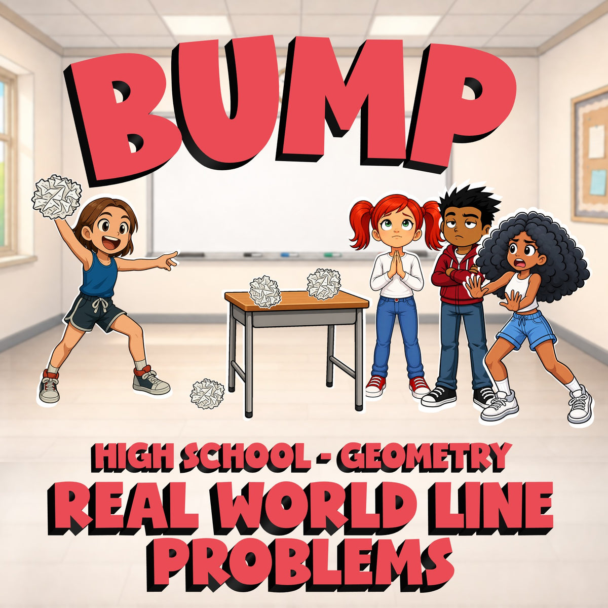 Real World Line Problems BUMP Math Game - No Prep Geometry Review Activity