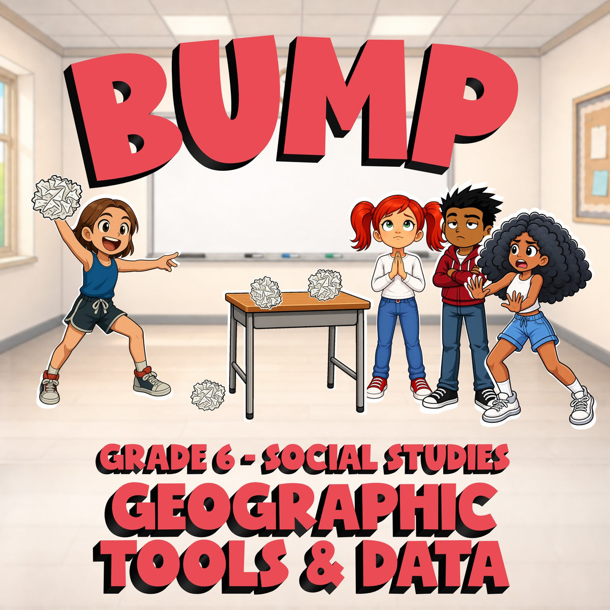 Geographic Tools & Data BUMP Socials Game - No Prep Grade 6 Review Activity