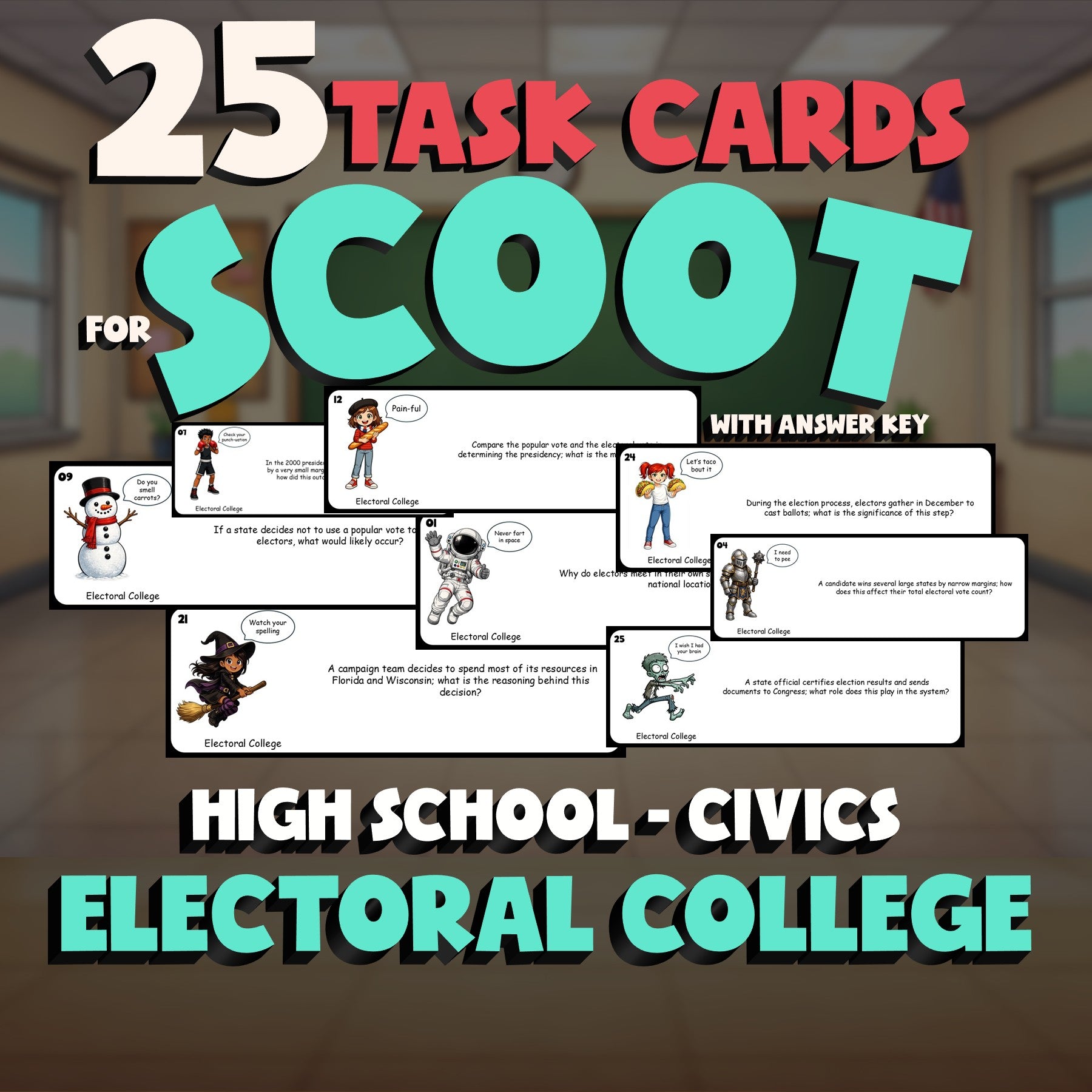 Electoral College SCOOT TASK CARDS Civics Game - No Prep Review Activity