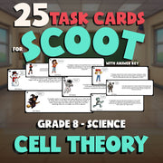 Cell theory SCOOT TASK CARDS Science Game - No Prep Grade 8 Review Activity