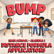 Distance Formula Applications BUMP Math Game - No Prep Algebra 1 Review Activity