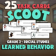 Learned Behavior SCOOT TASK CARDS Socials Game - No Prep Grade 3 Review Activity
