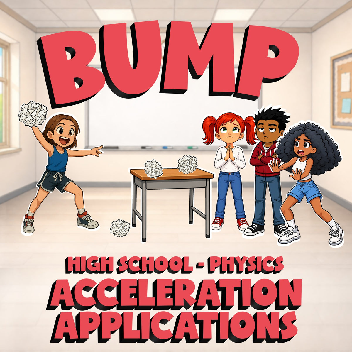 Acceleration Applications BUMP Science Game - No Prep Physics Review Activity