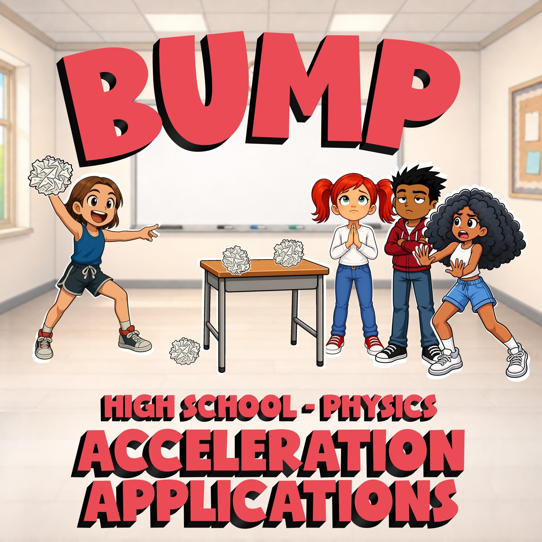 Acceleration Applications BUMP Science Game - No Prep Physics Review Activity