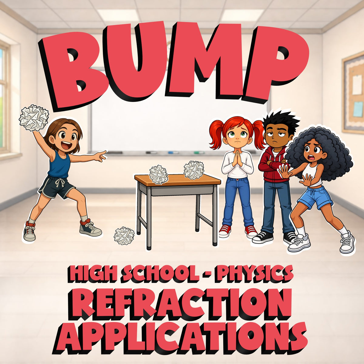 Refraction Applications BUMP Science Game - No Prep Physics Review Activity