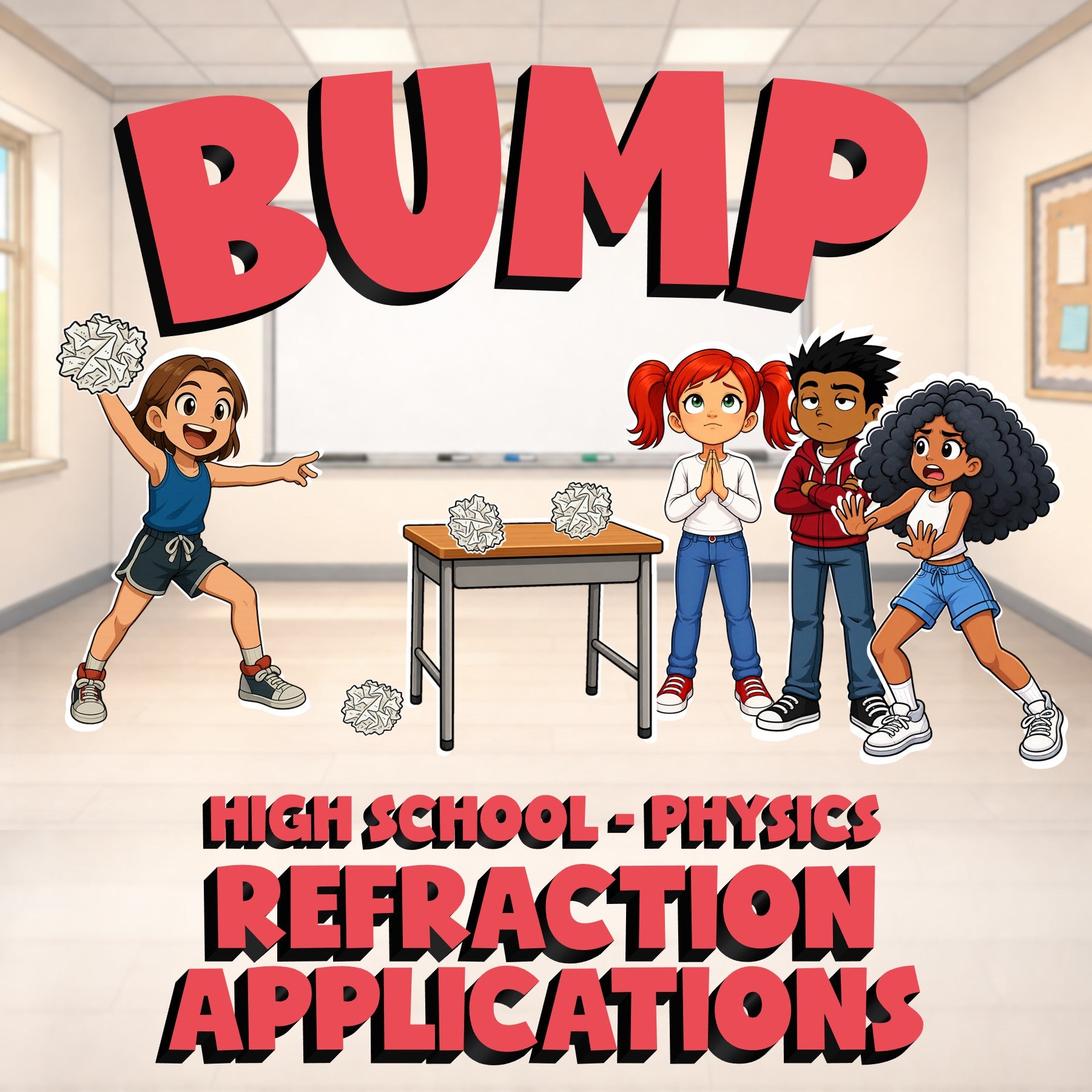 Refraction Applications BUMP Science Game - No Prep Physics Review Activity