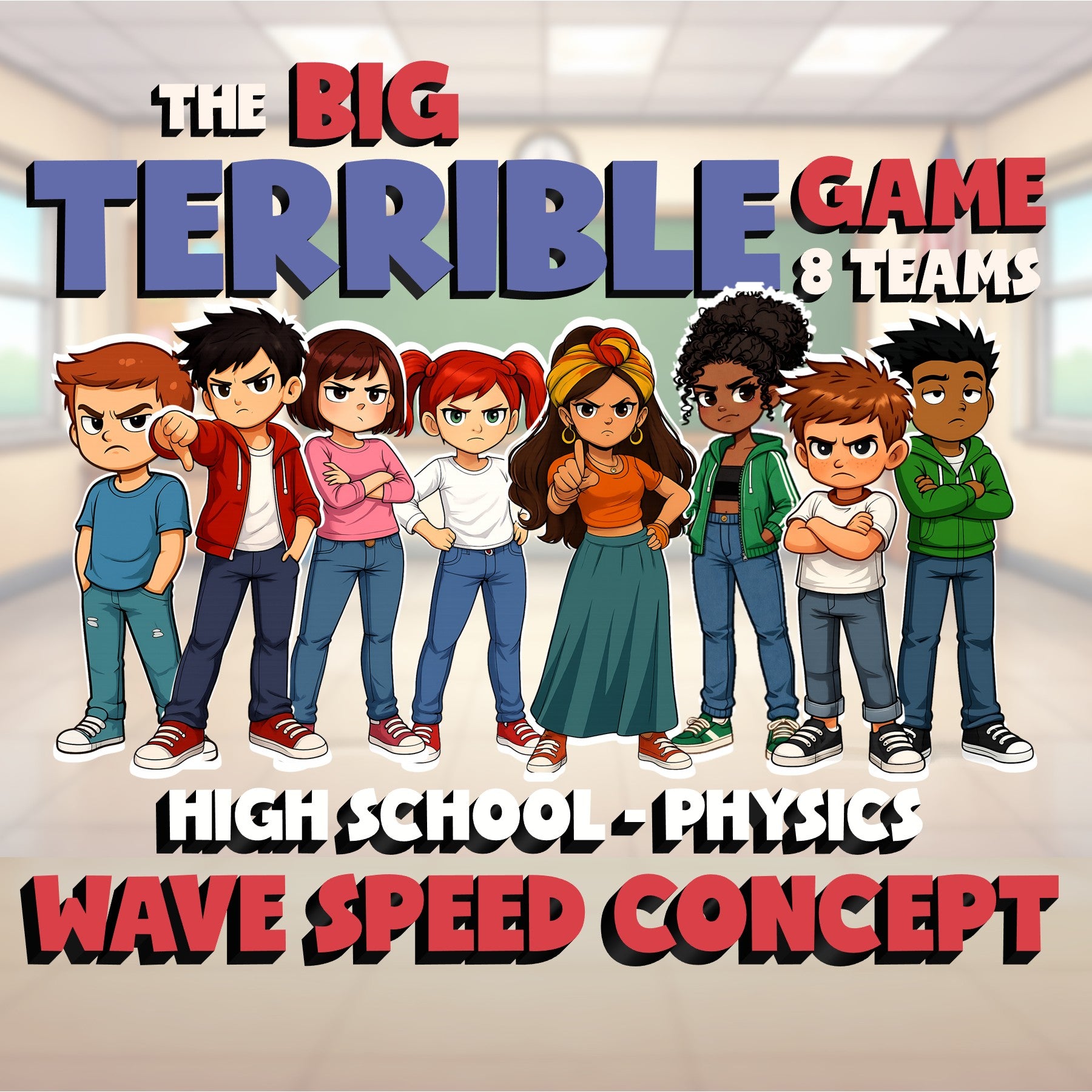 Wave Speed Concept BIG TERRIBLE GAME - No Prep Physics Science Review Activity