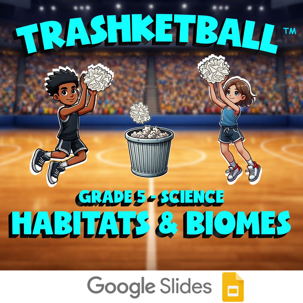 Habitats & Biomes TRASHKETBALL Science Game - No Prep Grade 5 Review Activity