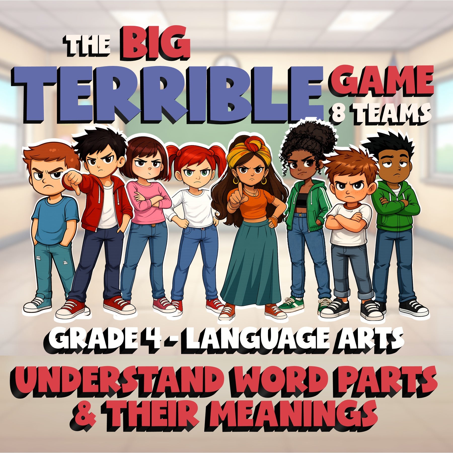 Understand Word Parts & Their Meanings BIG TERRIBLE GAME - Grade 4 ELA Review