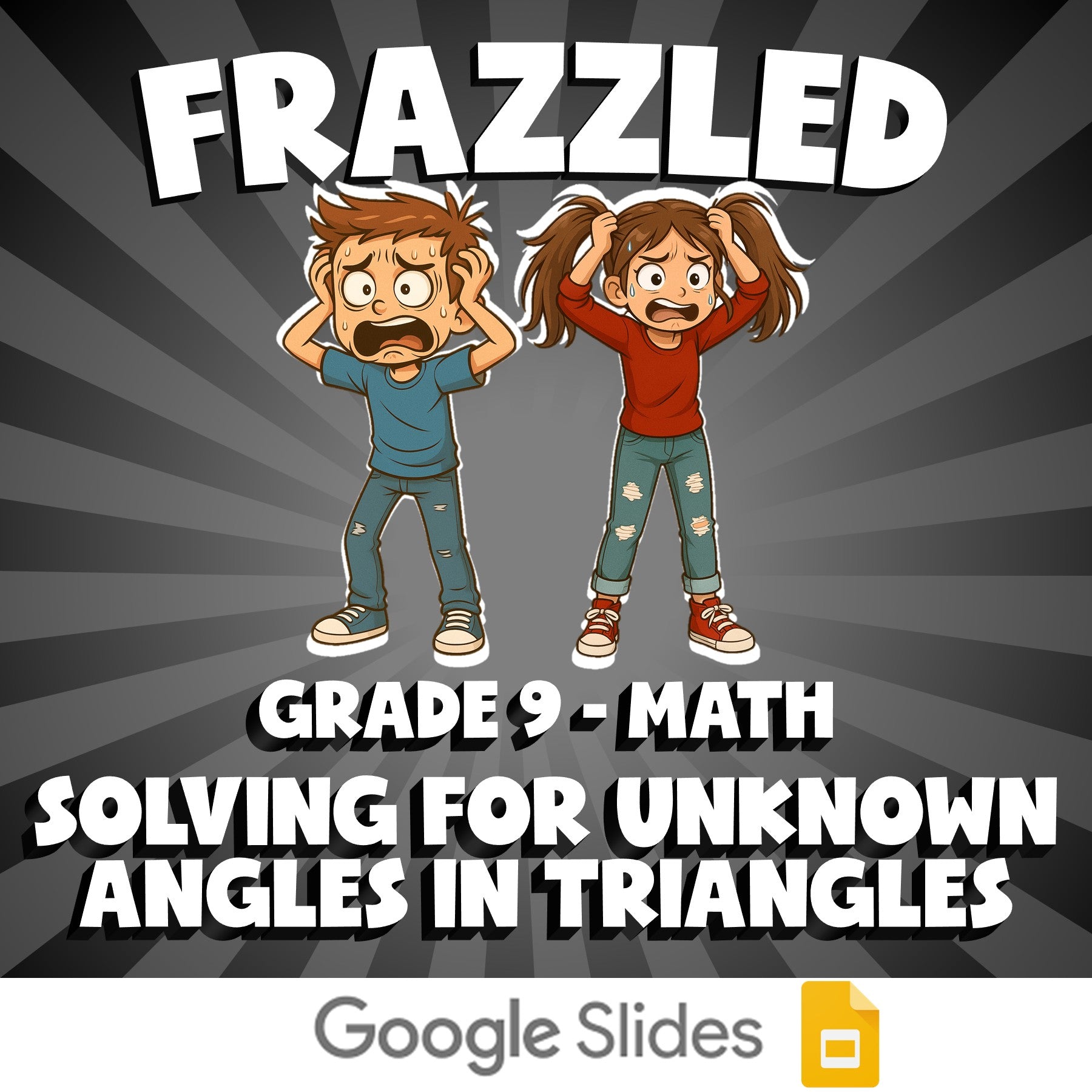 Solving for Unknown Angles in Triangles FRAZZLED Math Game - No Prep Grade 9