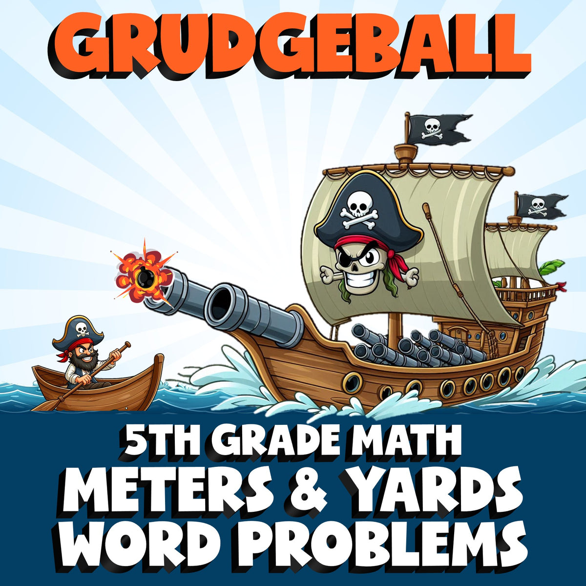 Meters & Yards Word Problems GRUDGEBALL Math Game - No Prep Grade 5 Review