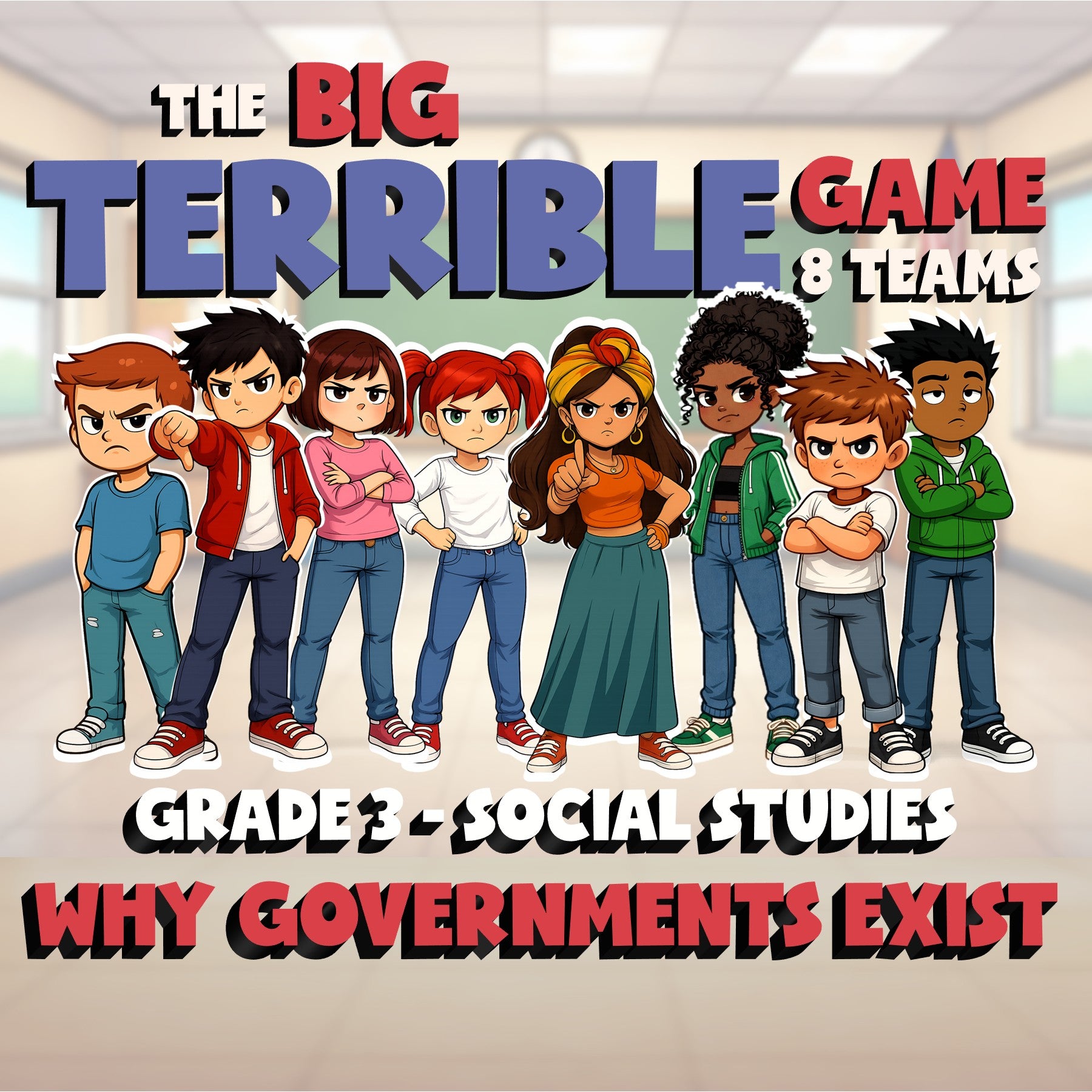 Why Governments Exist BIG TERRIBLE GAME - No Prep Grade 3 Socials Review