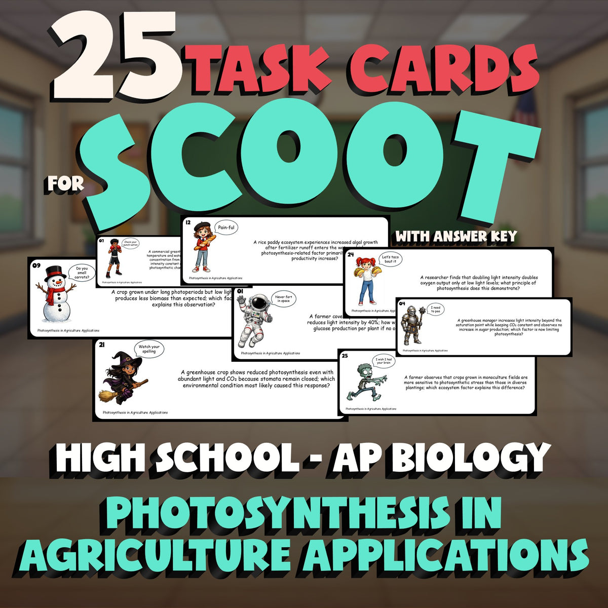 Photosynthesis in Agriculture Applications SCOOT TASK CARDS Game AP Biology