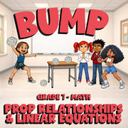 Prop Relationships & Linear Equations BUMP Math Game - No Prep Grade 7 Review