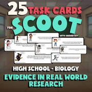 Evidence in Real World Research SCOOT TASK CARDS Science Game - No Prep Biology