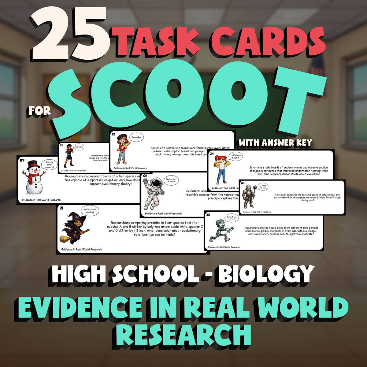 Evidence in Real World Research SCOOT TASK CARDS Science Game - No Prep Biology