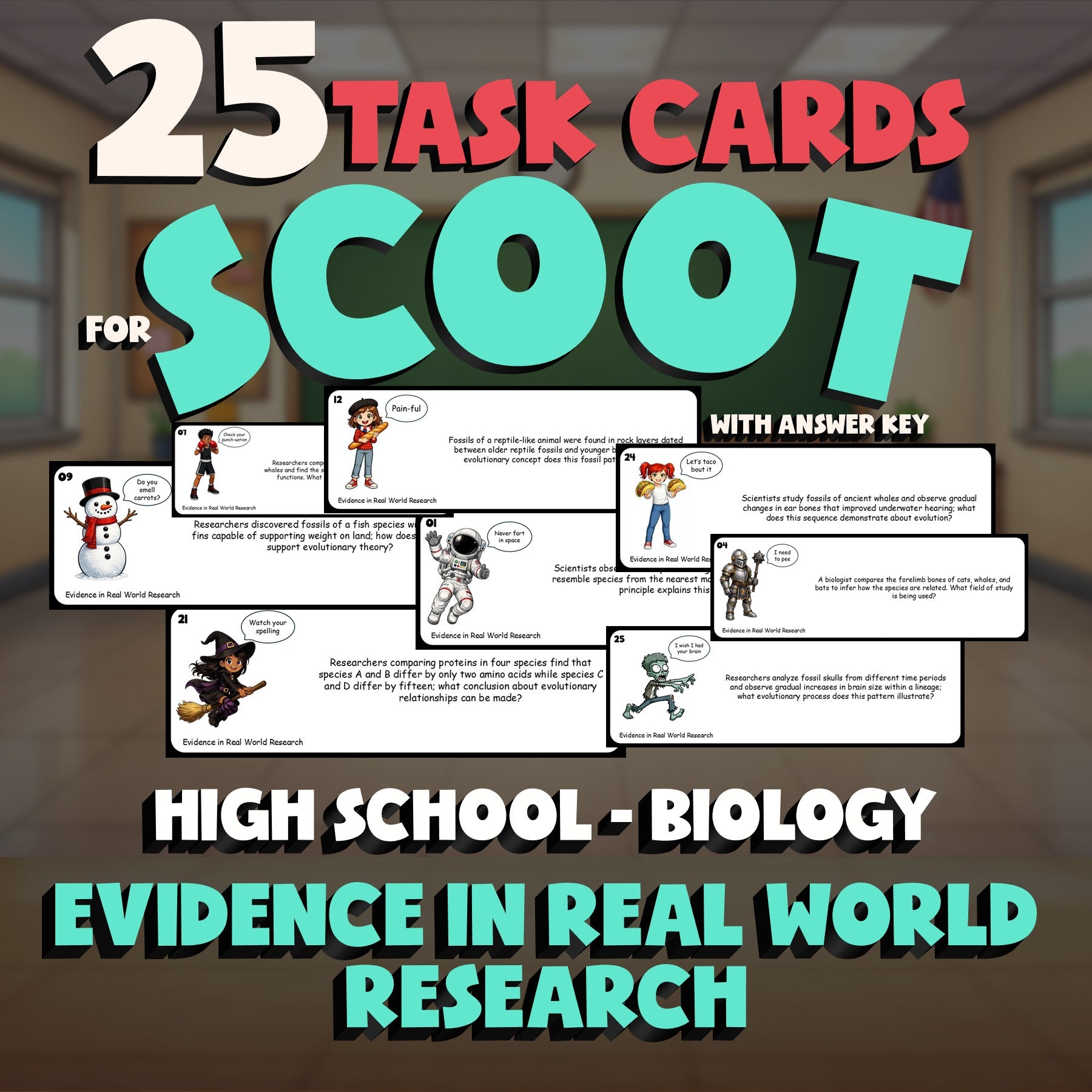 Evidence in Real World Research SCOOT TASK CARDS Science Game - No Prep Biology