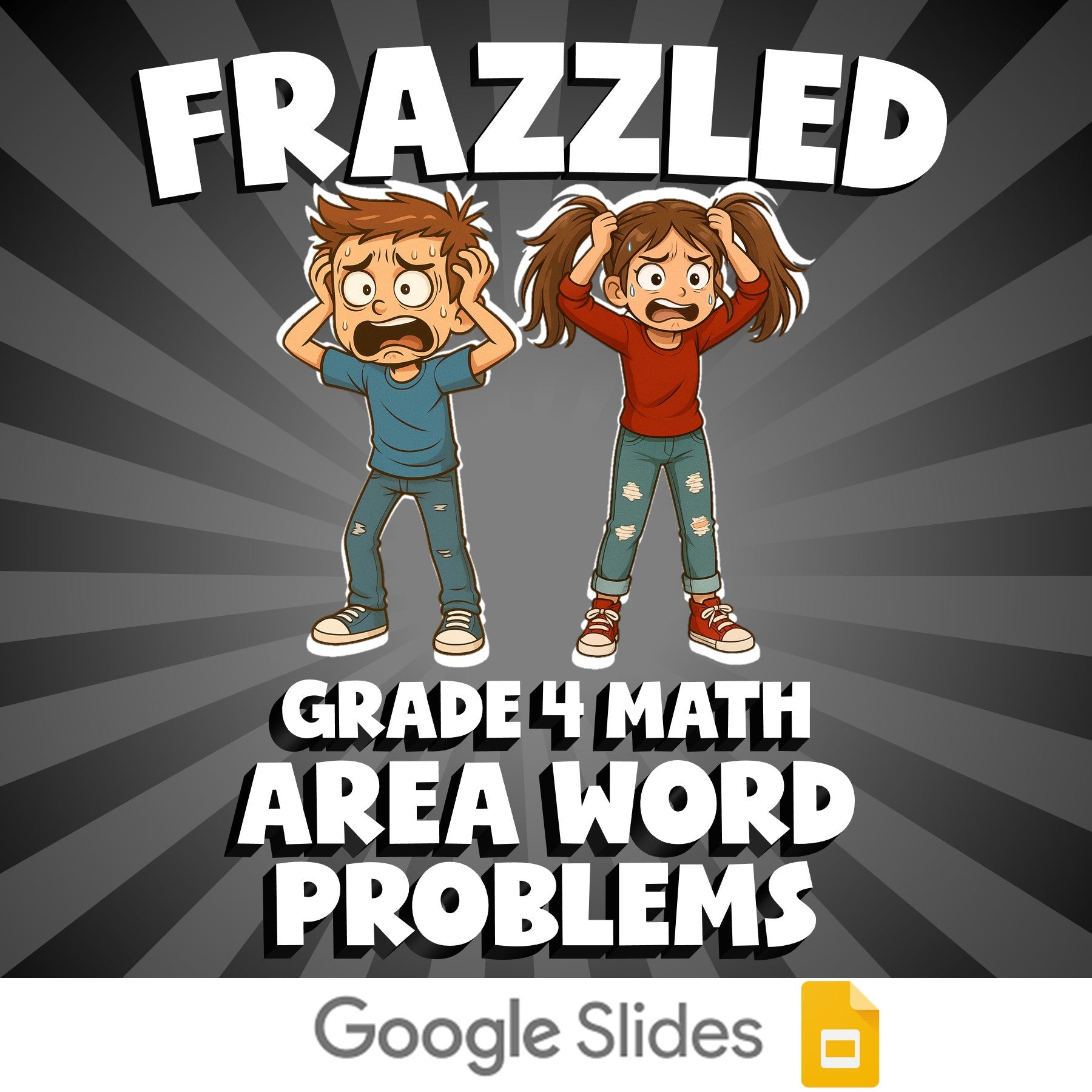 Area Word Problems FRAZZLED Math Game - No Prep Grade 4 Review Activity